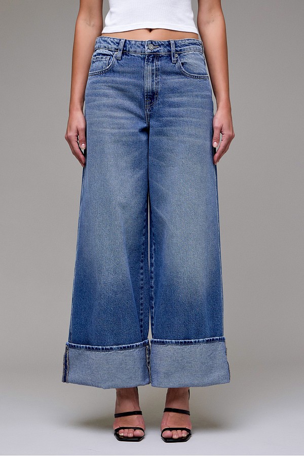 Medium Dark Classic Cuffed High Rise Oversized Wide Leg